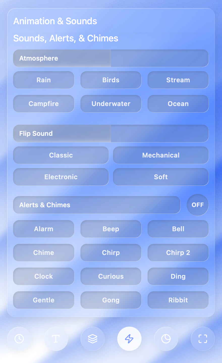 Sound and Ambience Settings